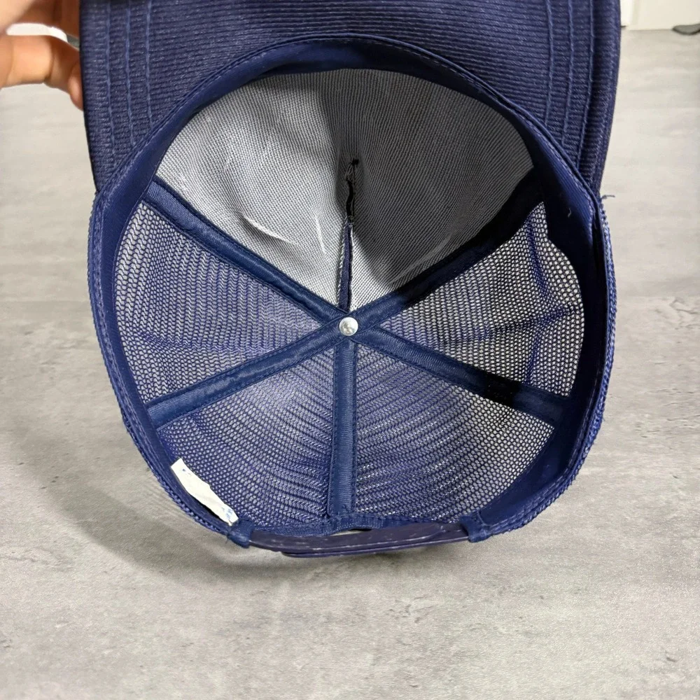 Vintage Michigan Wolverines Snapback Hat Trucker Cap Navy Blue Big Logo USA Made